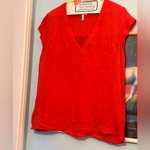 Joie red blouse. Silk. Short sleeves. Size large